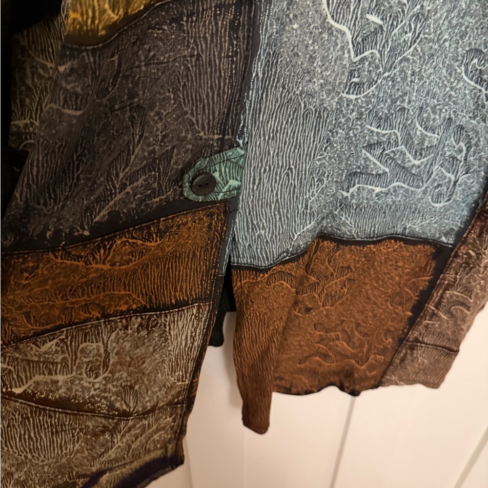 Vintage Patchwork Jacket Tunic Top Rayon Avant-Ga… - image 4